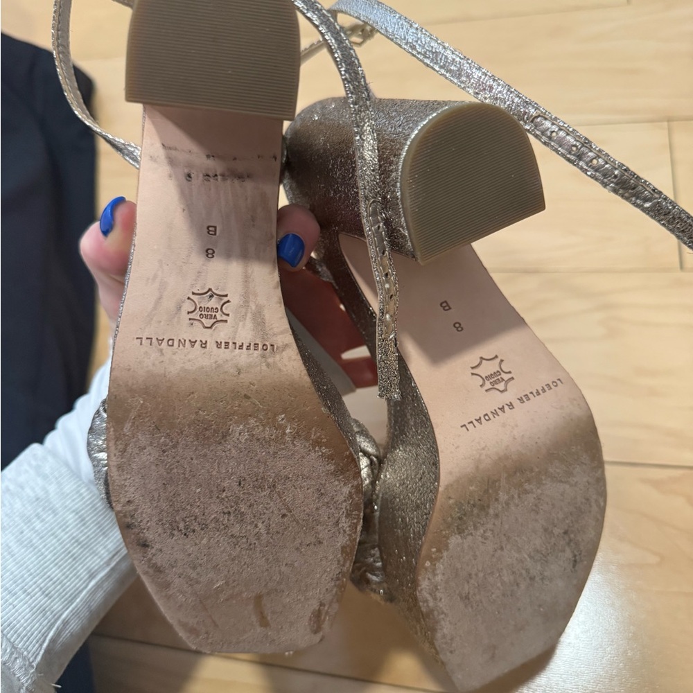 Loeffler Randall Metallic Silver Braided Heels - Picture 4 of 5